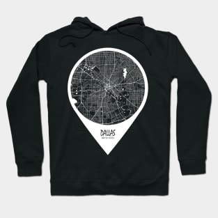 Dallas, Texas, USA City Map - Travel Pin Hoodie